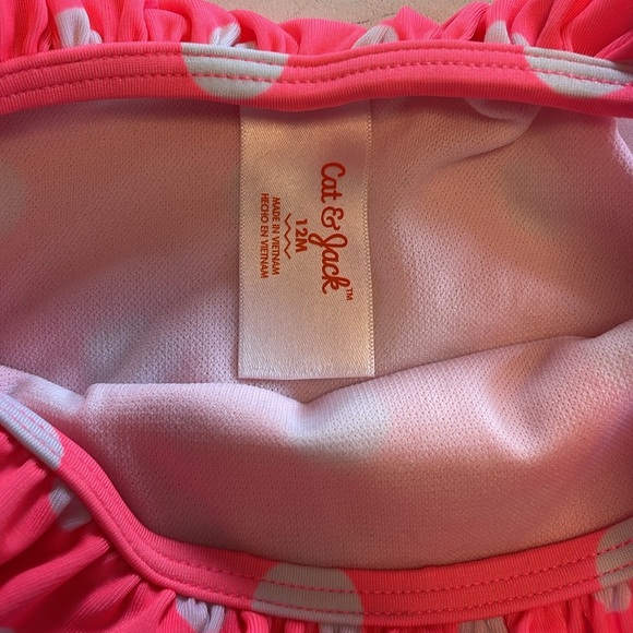 Cat & Jack Pink Polka Dot Ruffle Swimsuit - Picture 2 of 4